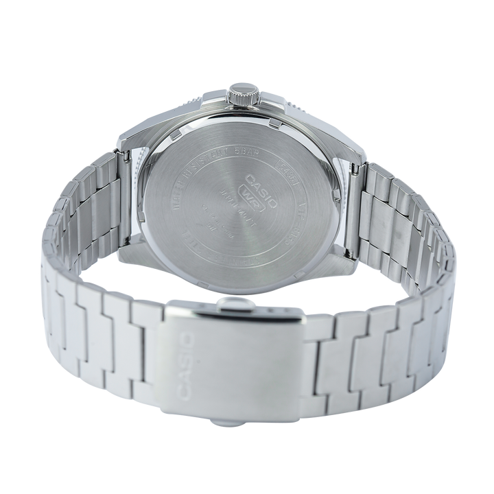 Jam Tangan Casio General MTP-B155D-5E Men Vermillion Red Dial Stainless Steel Band