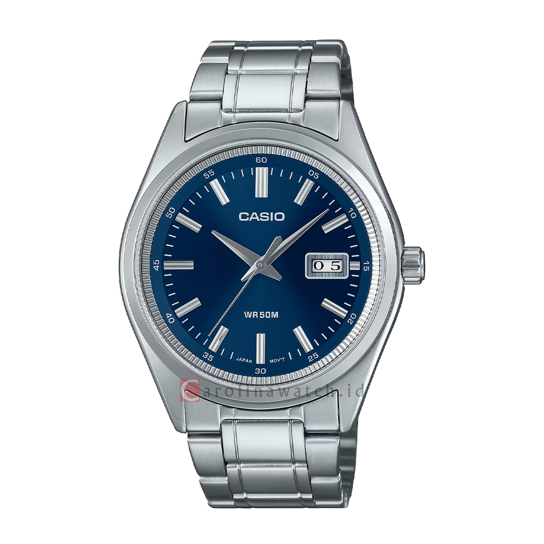 Jam Tangan Casio Standard MTP-B180D-2A Men Blue Dial Stainless Steel Band