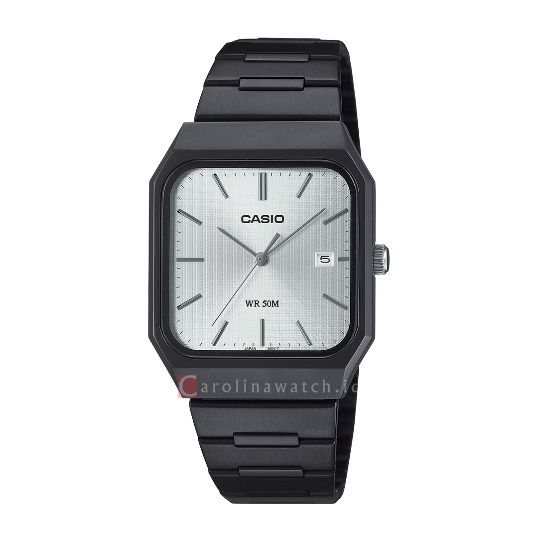Jam Tangan Casio Standard MTP-B185B-7A Men Silver Dial Black Stainless Steel Band