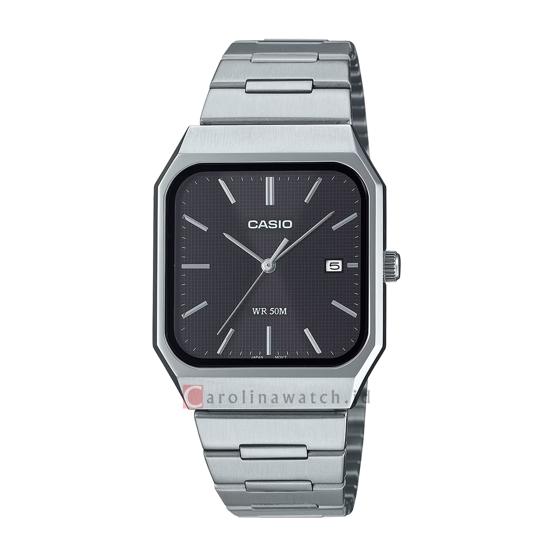 Jam Tangan Casio Standard MTP-B185D-1A Men Black Dial Stainless Steel Band