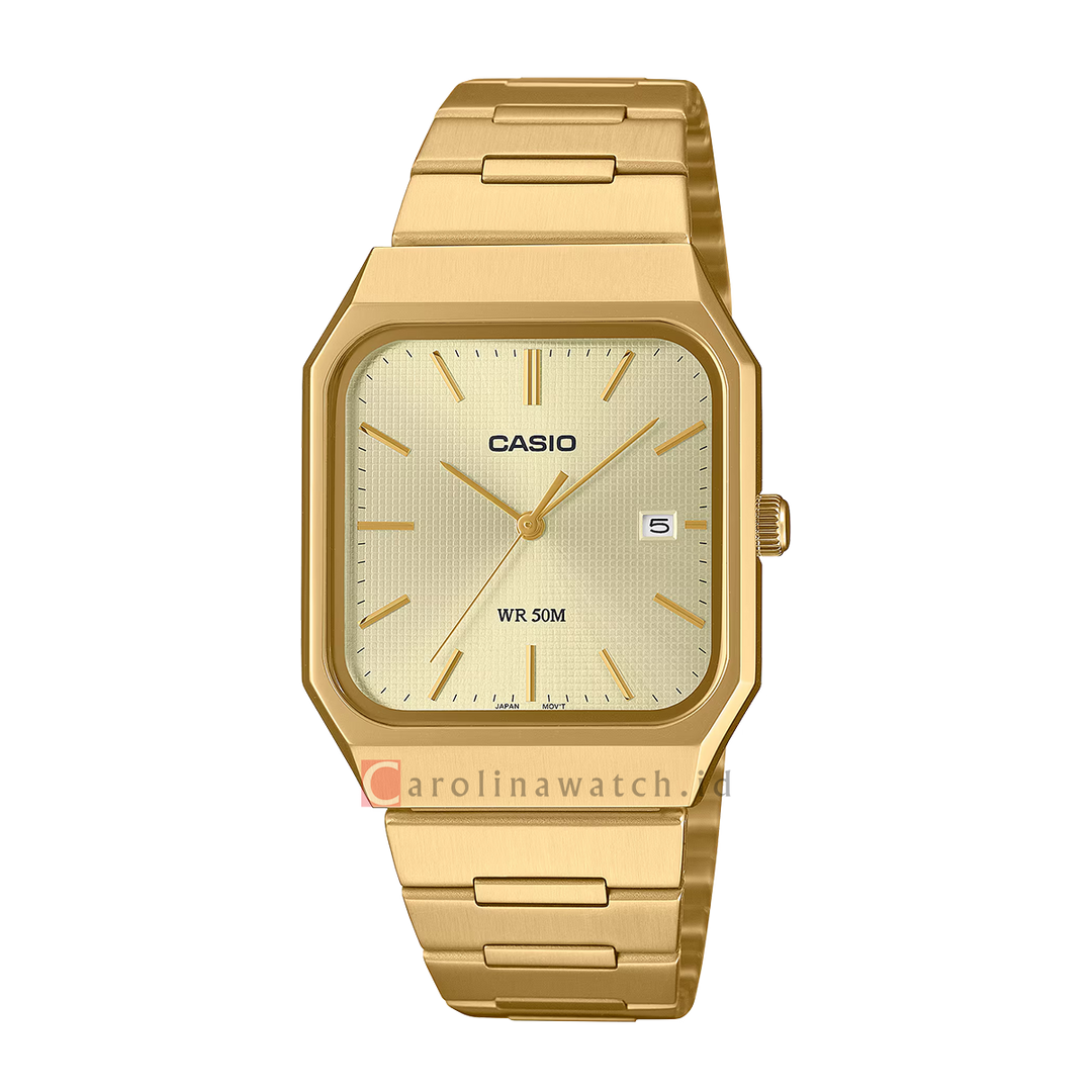 Jam Tangan Casio Standard MTP-B185G-9A Men Gold Dial Gold Stainless Steel Band