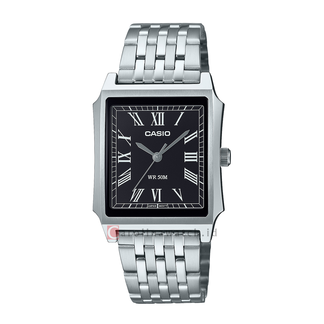 Jam Tangan Casio Standard MTP-B190D-1B Men Black Dial Stainless Steel Band
