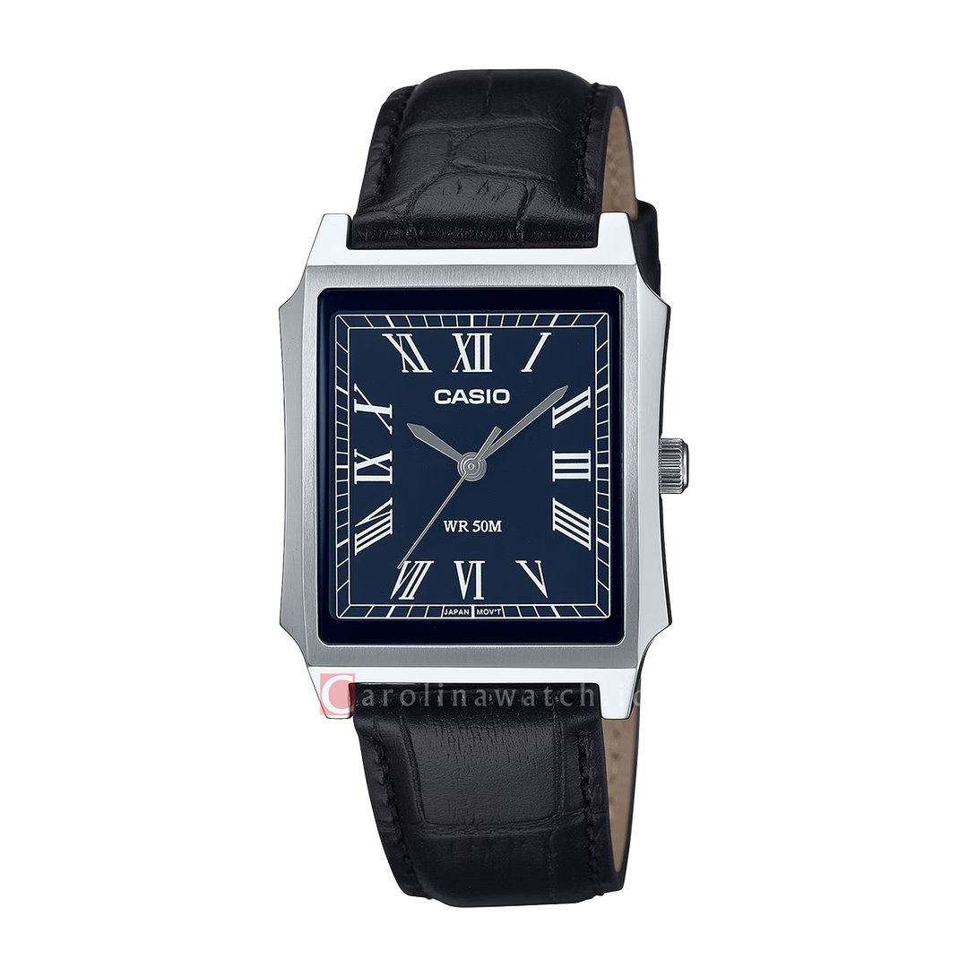 Jam Tangan Casio Standard MTP-B190L-2B Men Black Dial Black Leather Band