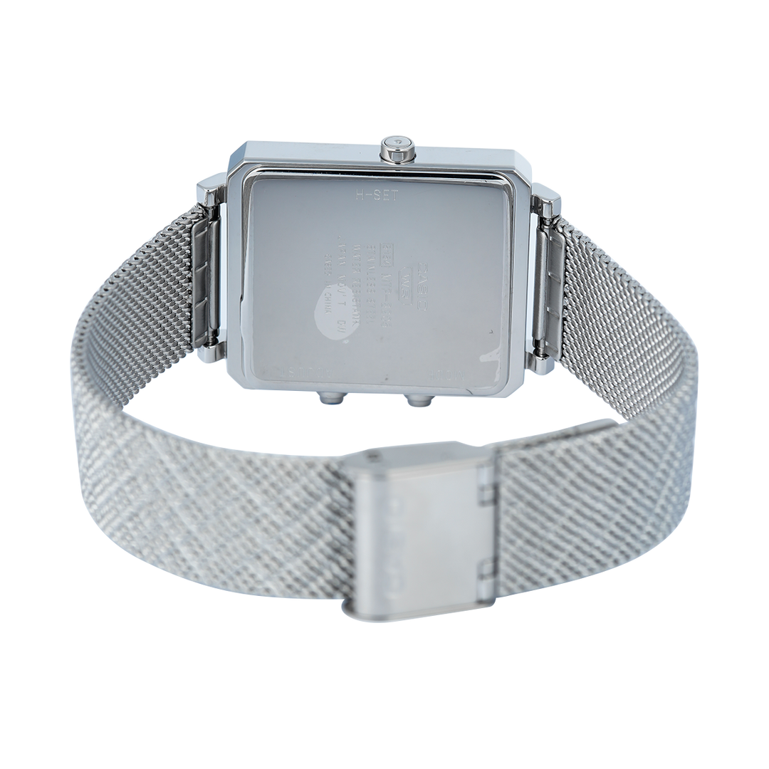 Jam Tangan Casio General MTP-B205M-7E Men Silver Dial Stainless Steel Band