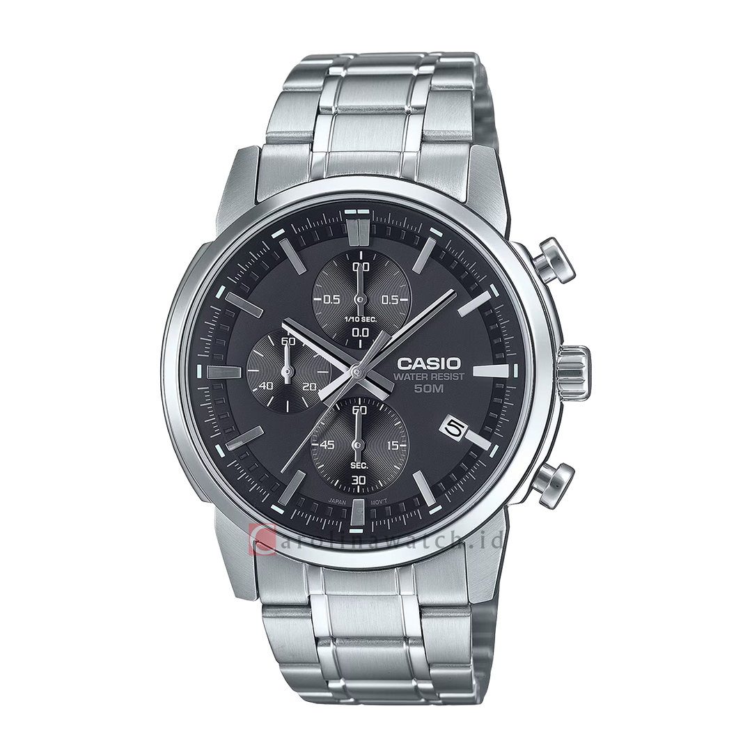 Jam Tangan Casio Standard MTP-E510D-1A1 Men Black Dial Stainless Steel Band