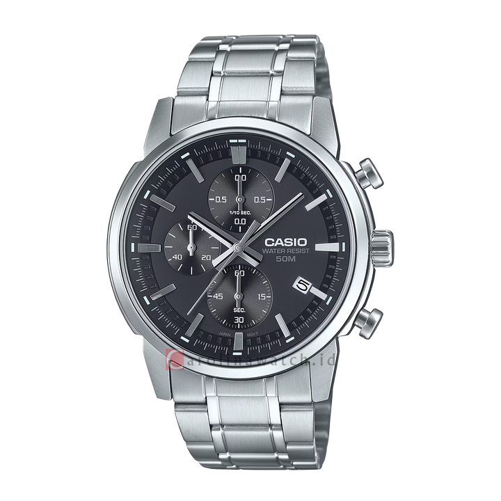 Jam Tangan Casio Standard MTP-E510D-1A1 Men Black Dial Stainless Steel Band