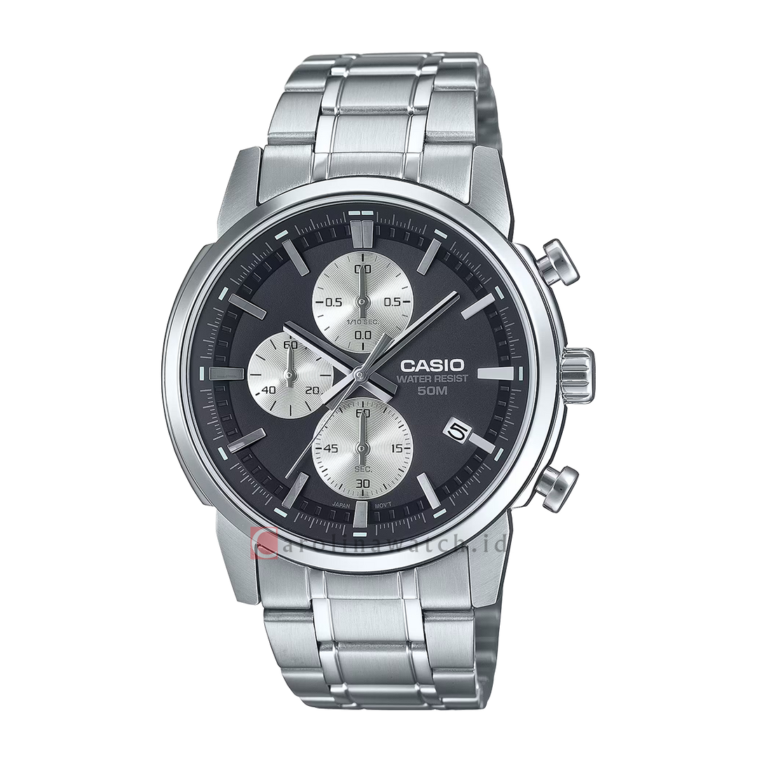 Jam Tangan Casio Standard MTP-E510D-1A2 Men Black Dial Stainless Steel Band