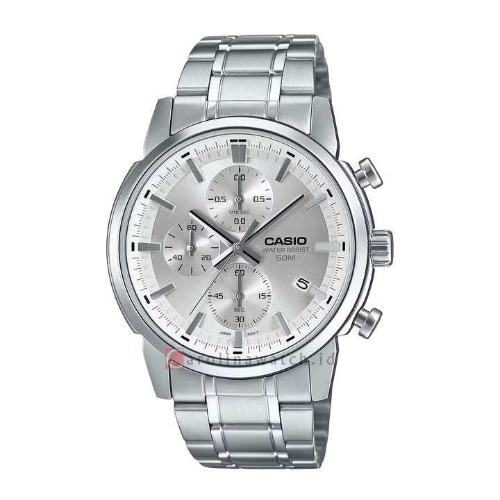 Jam Tangan Casio Standard MTP-E510D-7A Men Silver Dial Stainless Steel Band
