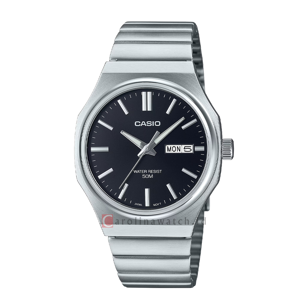 Jam Tangan Casio General MTP-E735D-1A Men Black Dial Stainless Steel Band