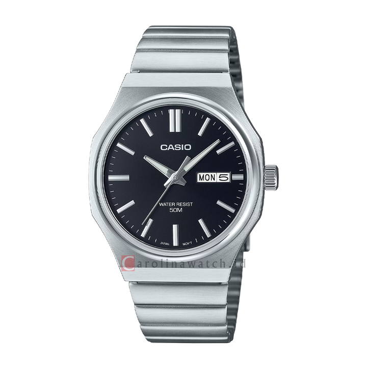 Jam Tangan Casio General MTP-E735D-1A Men Black Dial Stainless Steel Band