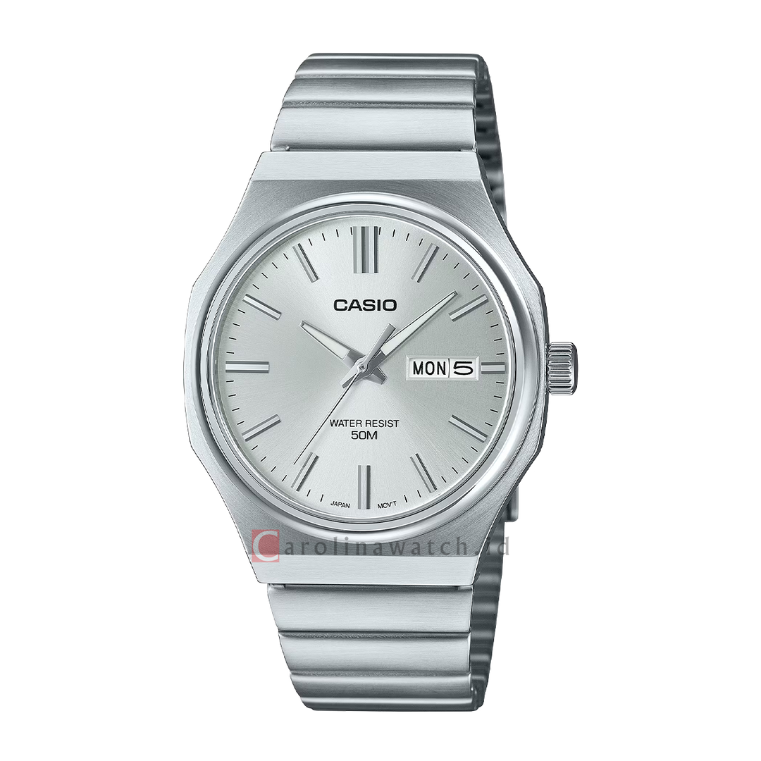 Jam Tangan Casio General MTP-E735D-7A Men Silver Dial Stainless Steel Band