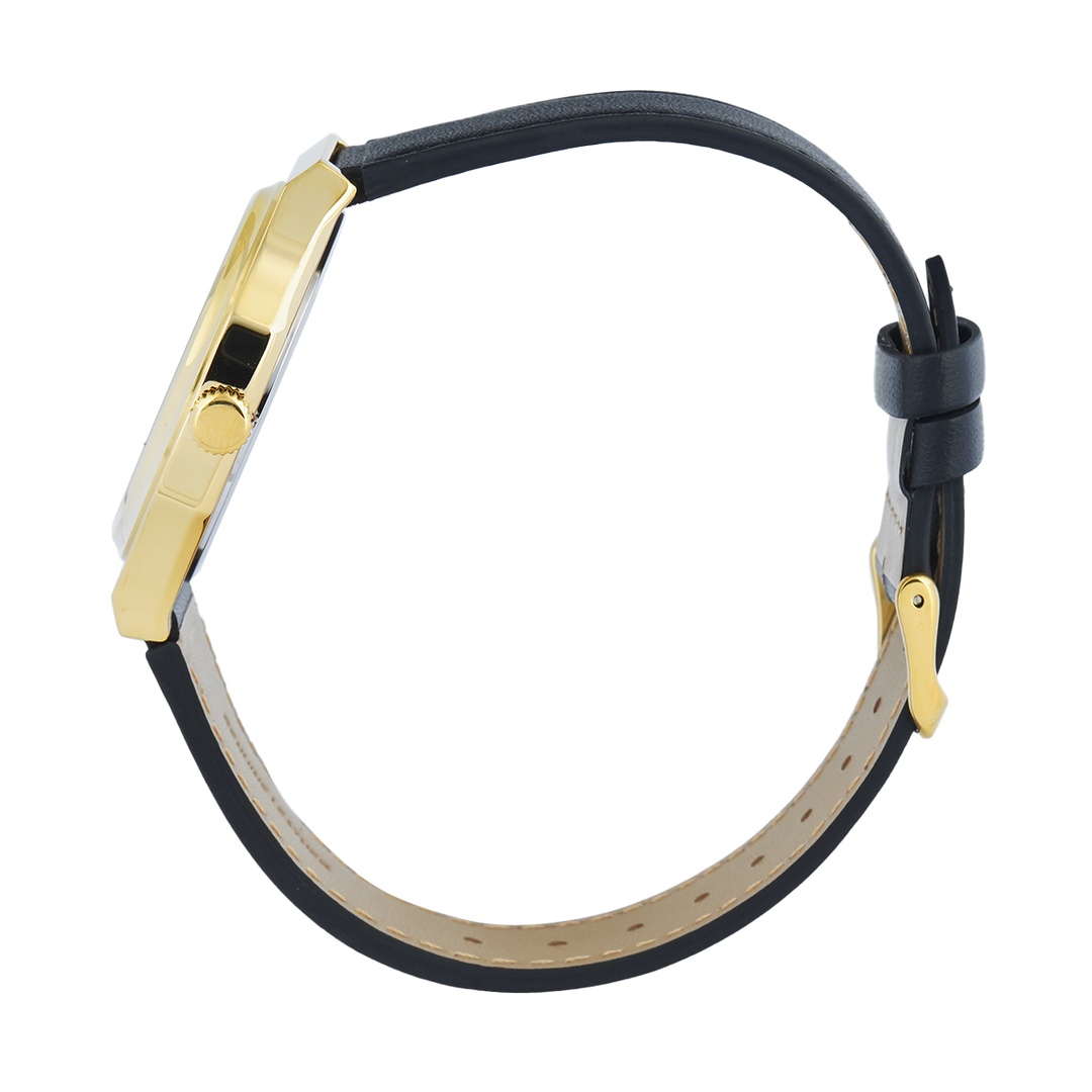 Jam Tangan Casio General MTP-E735GL-1A Men Black Dial Black Leather Band