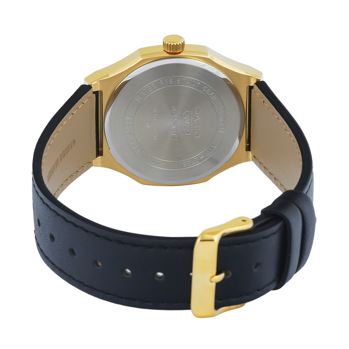 Jam Tangan Casio General MTP-E735GL-1A Men Black Dial Black Leather Band