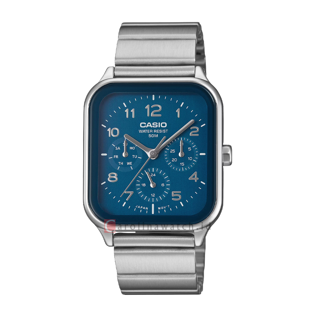Jam Tangan Casio General MTP-M306D-2A Men Blue Dial Stainless Steel Band