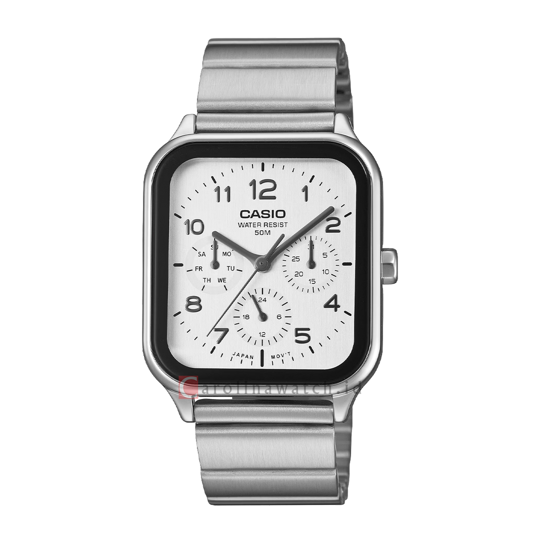 Jam Tangan Casio General MTP-M306D-7A Men White Dial Stainless Steel Band