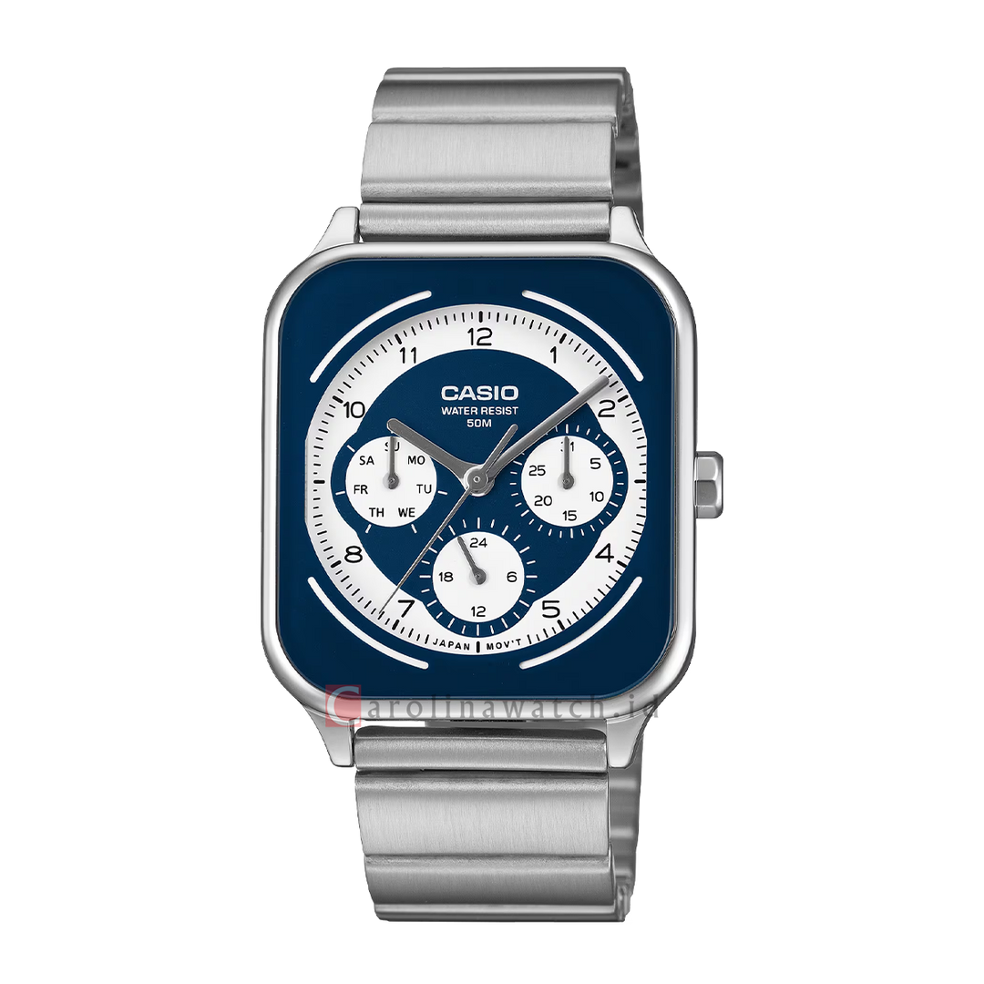 Jam Tangan Casio General MTP-M307D-2B Men Blue Dial Stainless Steel Band