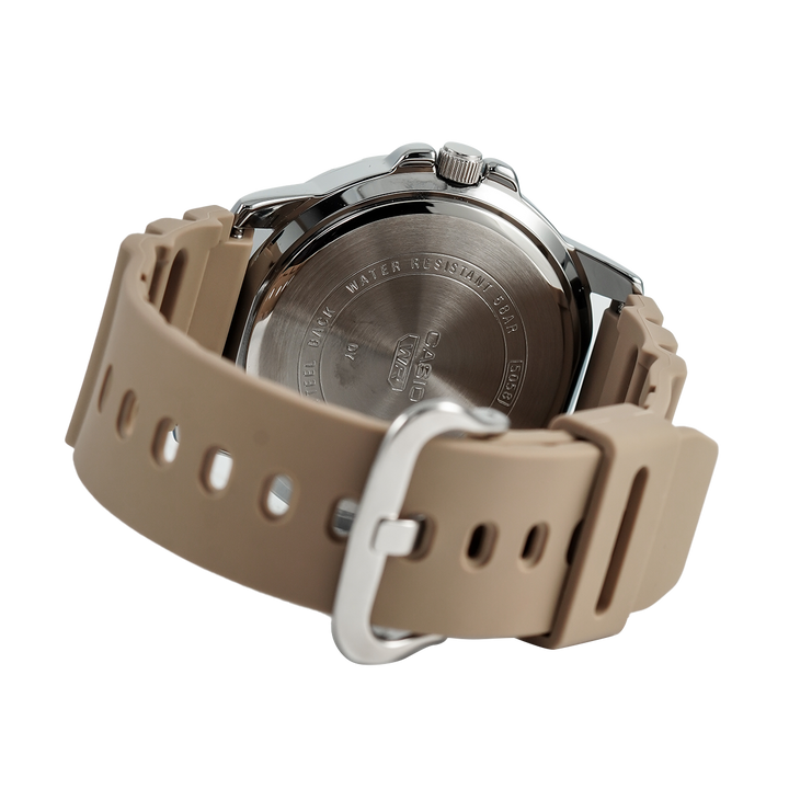 Jam Tangan CASIO MTP-VD01-5E Men Black Dial Brown Resin Band