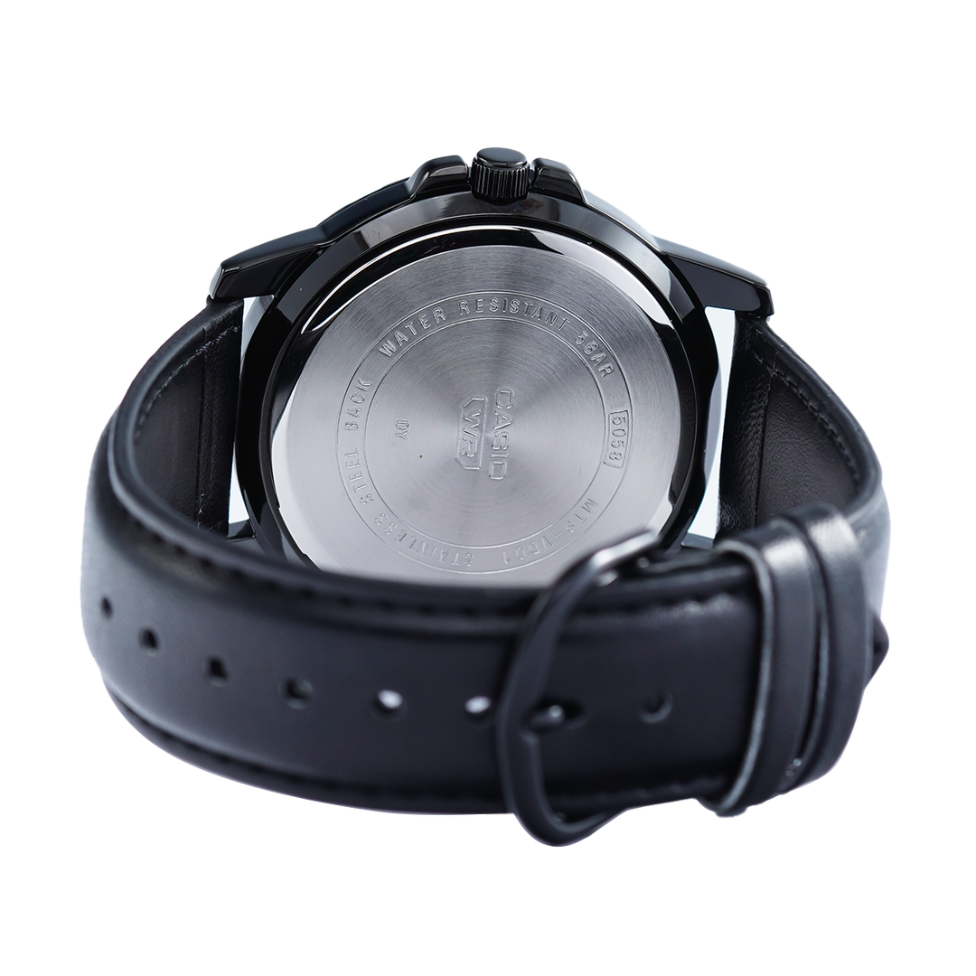 Jam Tangan Casio MTP-VD01BL-1B Men Black Dial Black Leather Band