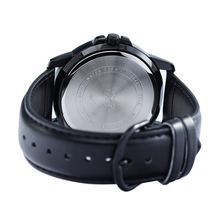 Jam Tangan Casio MTP-VD01BL-1B Men Black Dial Black Leather Band
