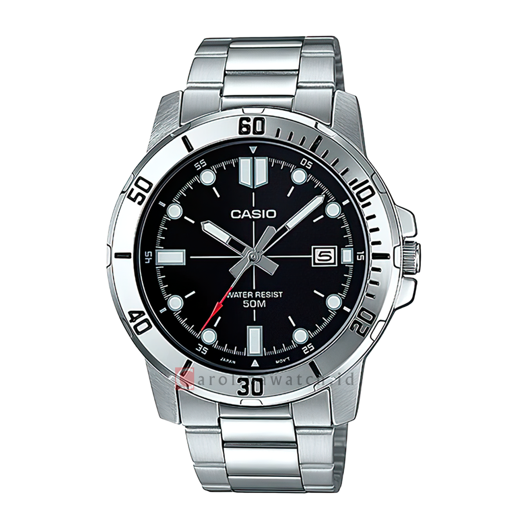Jam Tangan Casio General MTP-VD01D-1E Men Enticer Men Black Dial Stainless Steel Strap