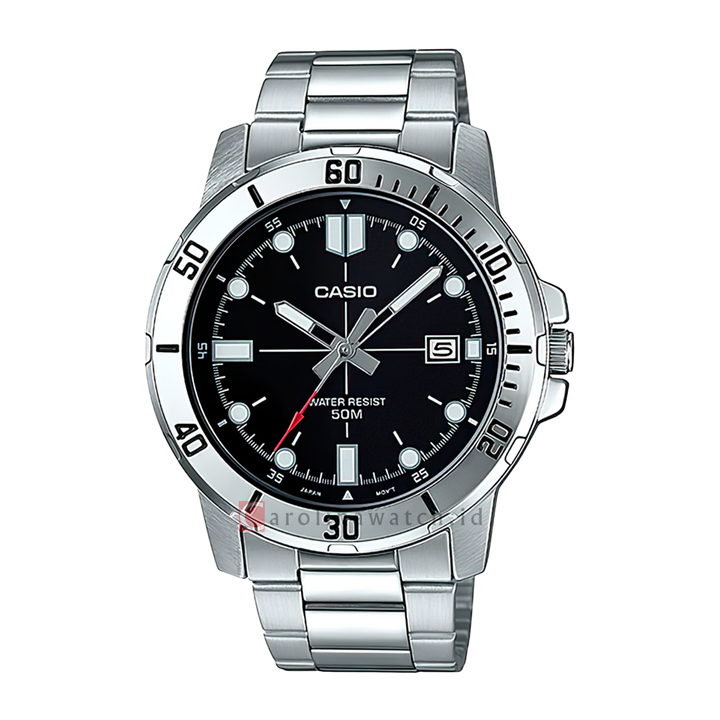 Jam Tangan Casio General MTP-VD01D-1E Men Enticer Men Black Dial Stainless Steel Strap