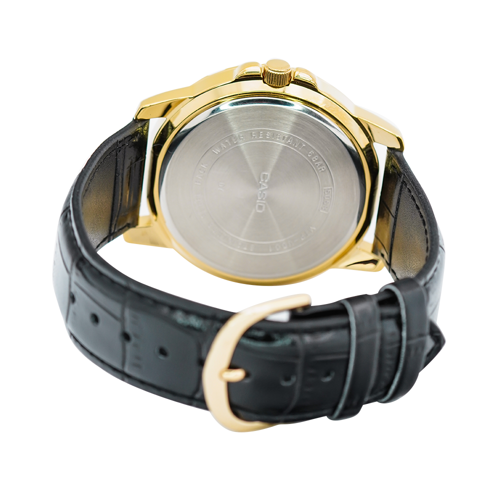 Jam Tangan Casio General MTP-VD01GL-1E Men Black Dial Black Leather Band