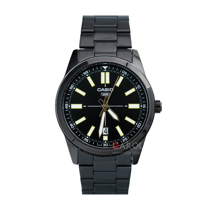 Jam Tangan Casio MTP-VD02B-1E Men Black Dial Black Stainless Steel Band