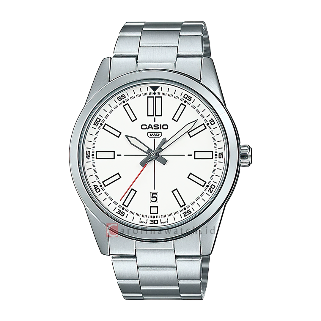 Jam Tangan Casio MTP-VD02D-7E Men White Dial Stainless Steel Band