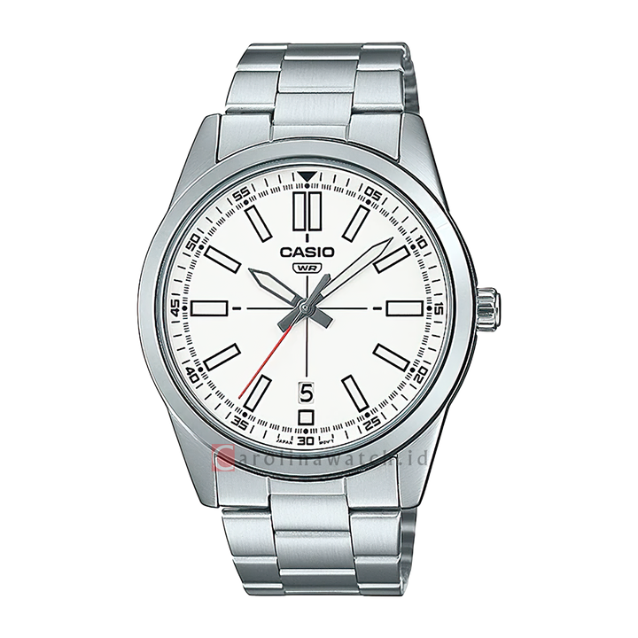 Jam Tangan Casio MTP-VD02D-7E Men White Dial Stainless Steel Band