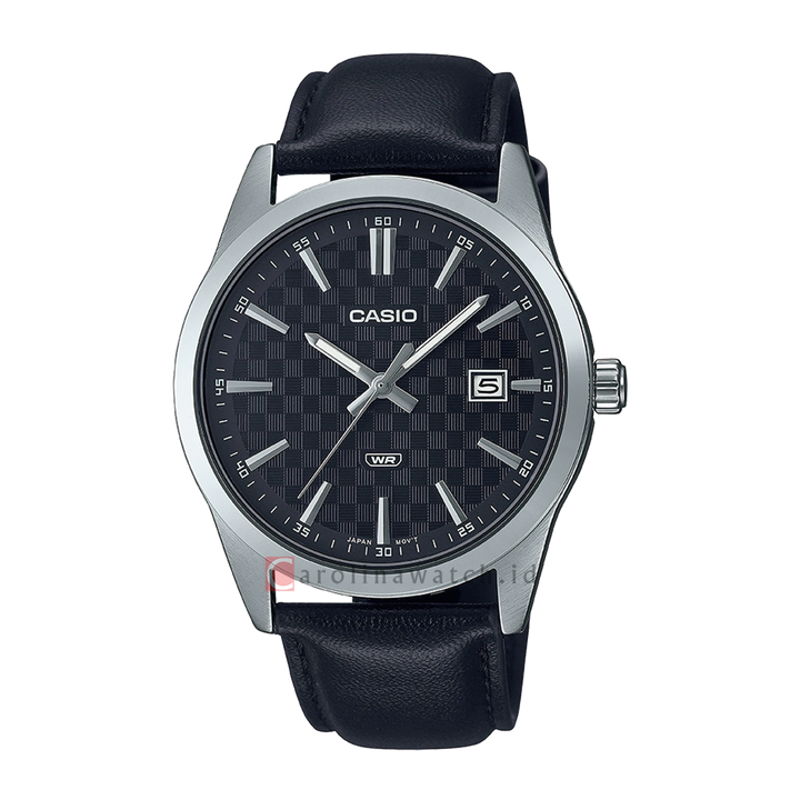 Jam Tangan Casio MTP-VD03L-1A Men Black Dial Black Leather band