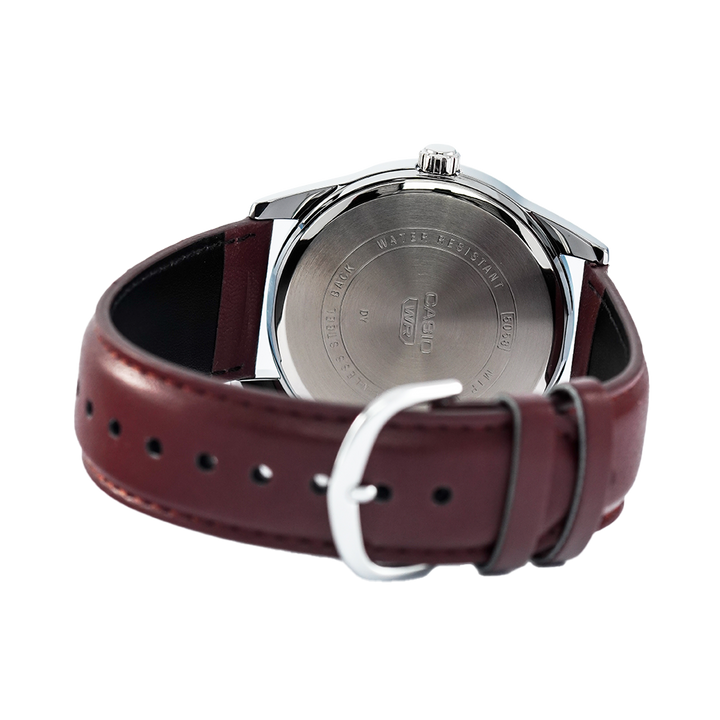 Jam Tangan Casio MTP-VD03L-5A Men Silver Dial Brown Leather band