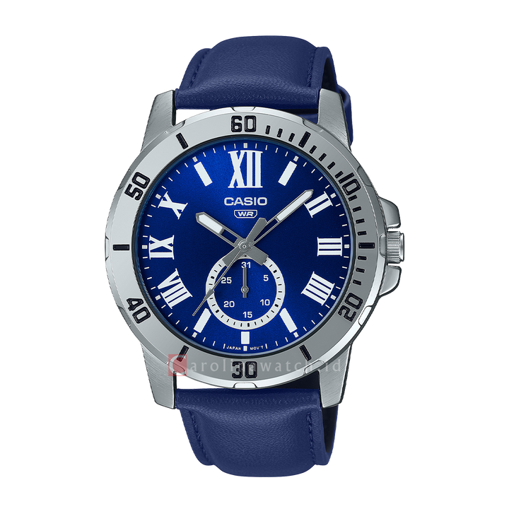 Jam Tangan Casio General MTP-VD200L-2B Men Blue Dial Blue Leather Band