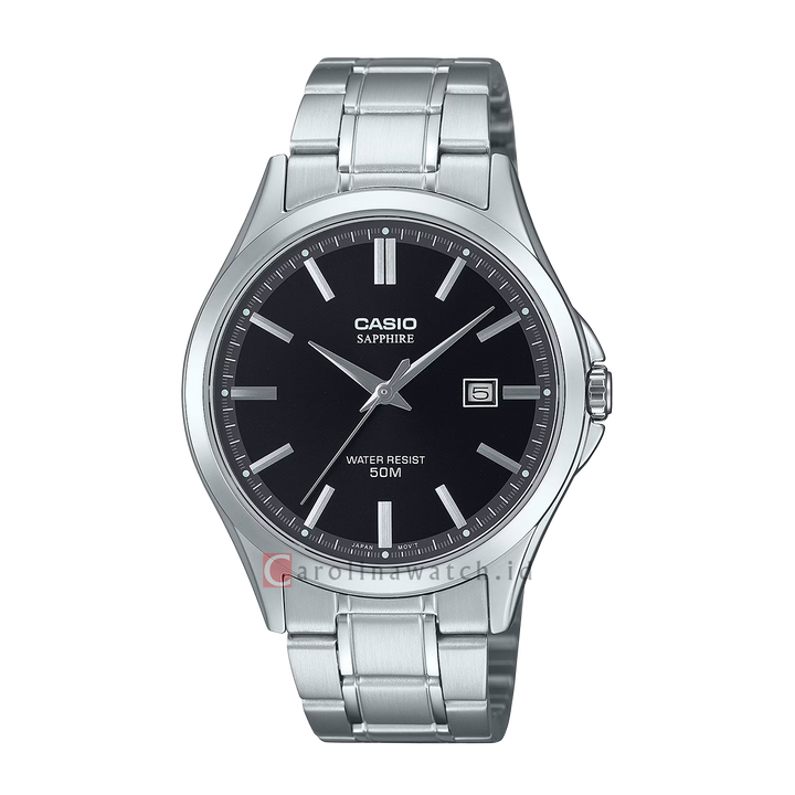 Jam Tangan Casio Standard MTS-115D-1A Men Black Dial Stainless Steel Band
