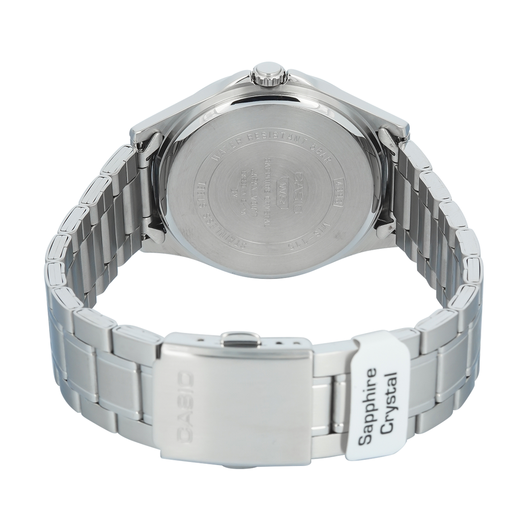 Jam Tangan Casio Standard MTS-115D-2A1 Men Blue Dial Stainless Steel Band