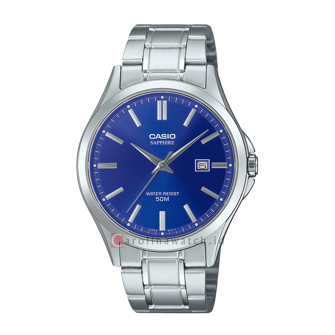 Jam Tangan Casio Standard MTS-115D-2A1 Men Blue Dial Stainless Steel Band