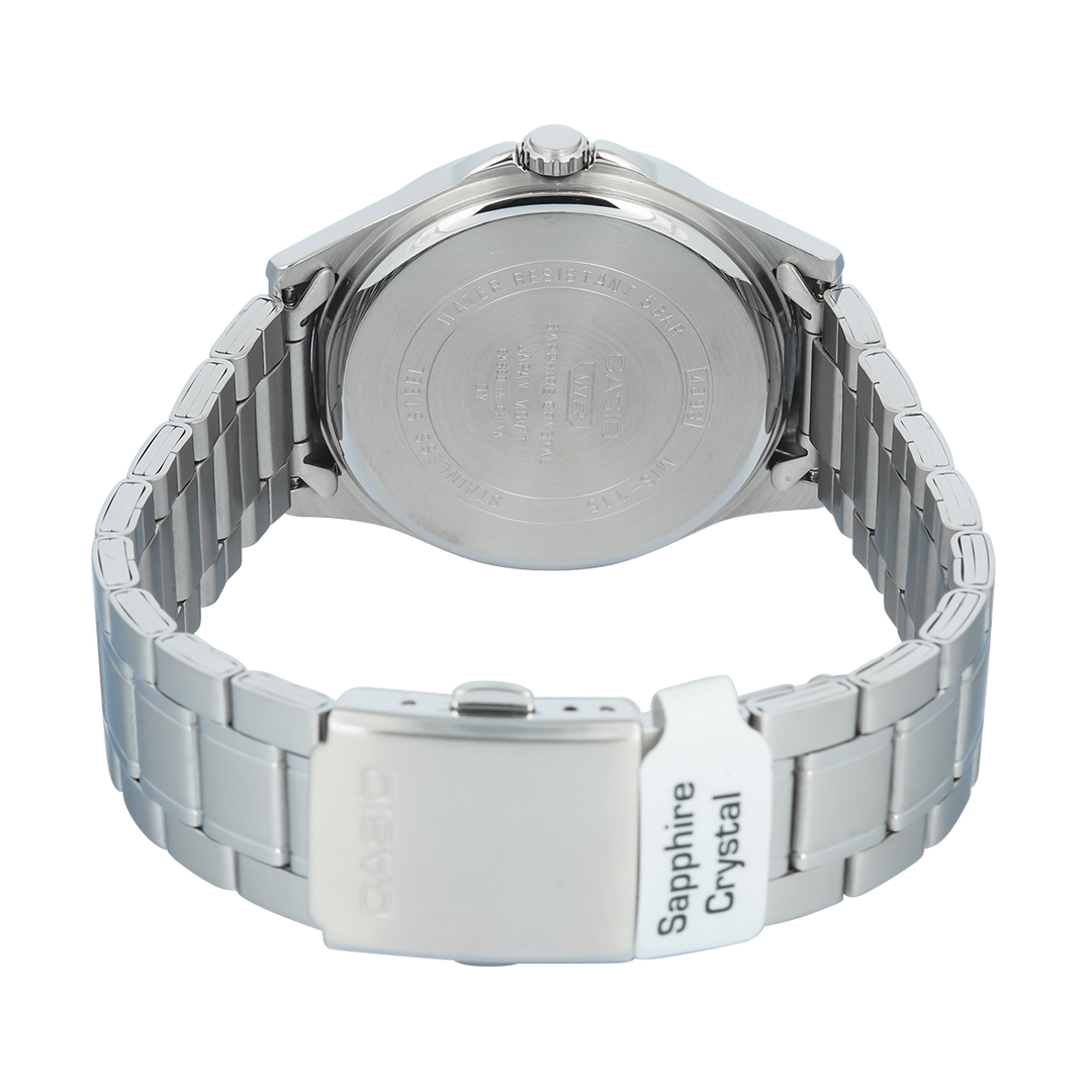 Jam Tangan Casio Standard MTS-115D-7A Men Silver Dial Stainless Steel Band