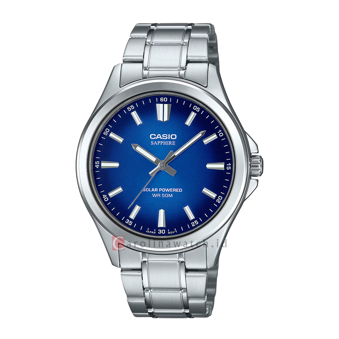Jam Tangan Casio MTS-RS100D-2A Men Blue Gradation Dial Stainless Steel Band