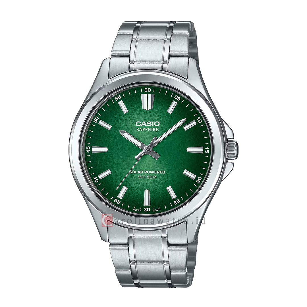 Jam Tangan Casio MTS-RS100D-3A Men Green Gradation Dial Stainless Steel Band