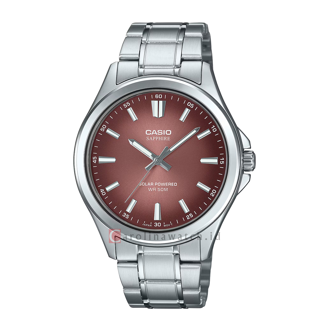 Jam Tangan Casio MTS-RS100D-5A Men Brown Gradation Dial Stainless Steel Band