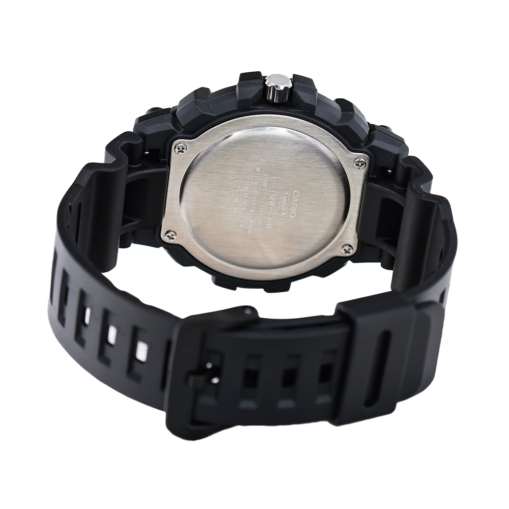 Jam Tangan Casio MW-610H-1A Men Black Dial Black Resin Band