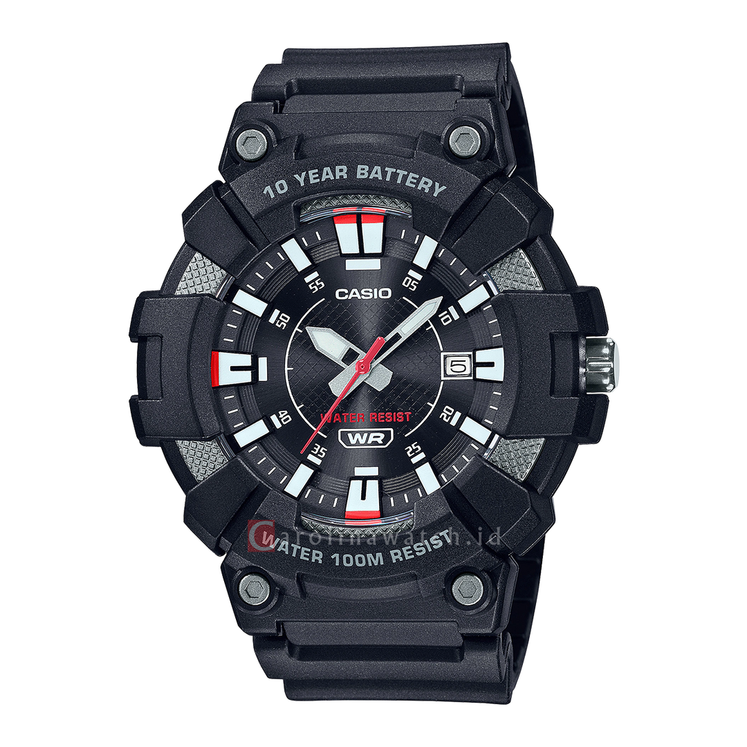 Jam Tangan Casio MW-610H-1A Men Black Dial Black Resin Band