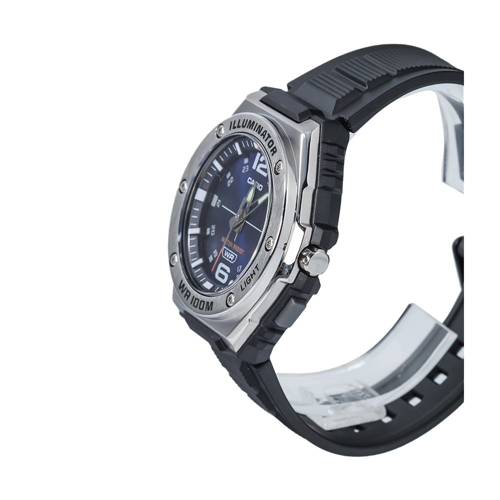 Jam Tangan Casio MWA-100H-2A Blue Dial Black Resin Band