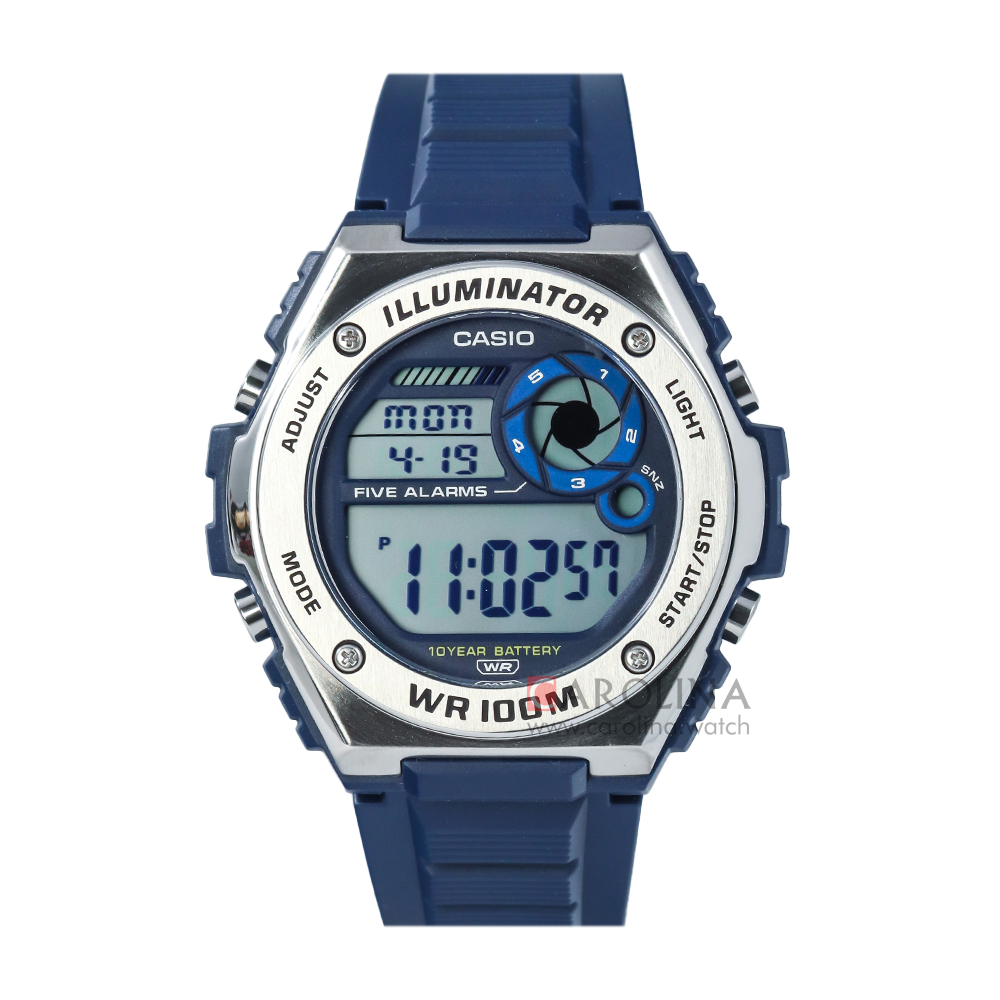 Jam Tangan Casio MWD-100H-2A Men Illuminator Digital Dial Blue Resin Band