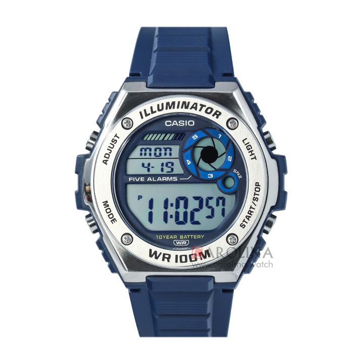 Jam Tangan Casio MWD-100H-2A Men Illuminator Digital Dial Blue Resin Band