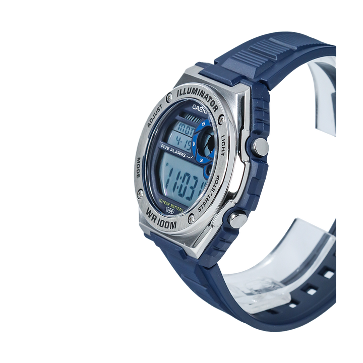 Jam Tangan Casio MWD-100H-2A Men Illuminator Digital Dial Blue Resin Band