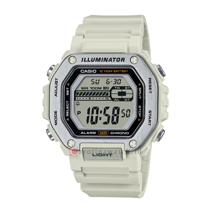 Jam Tangan Casio MWD-110H-8A Men Digital Dial White Resin Band