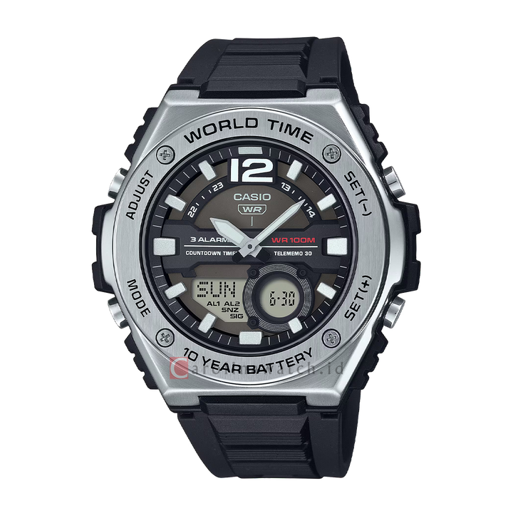 Jam Tangan Casio MWQ-100-1A Men Black Dial Black Resin Band