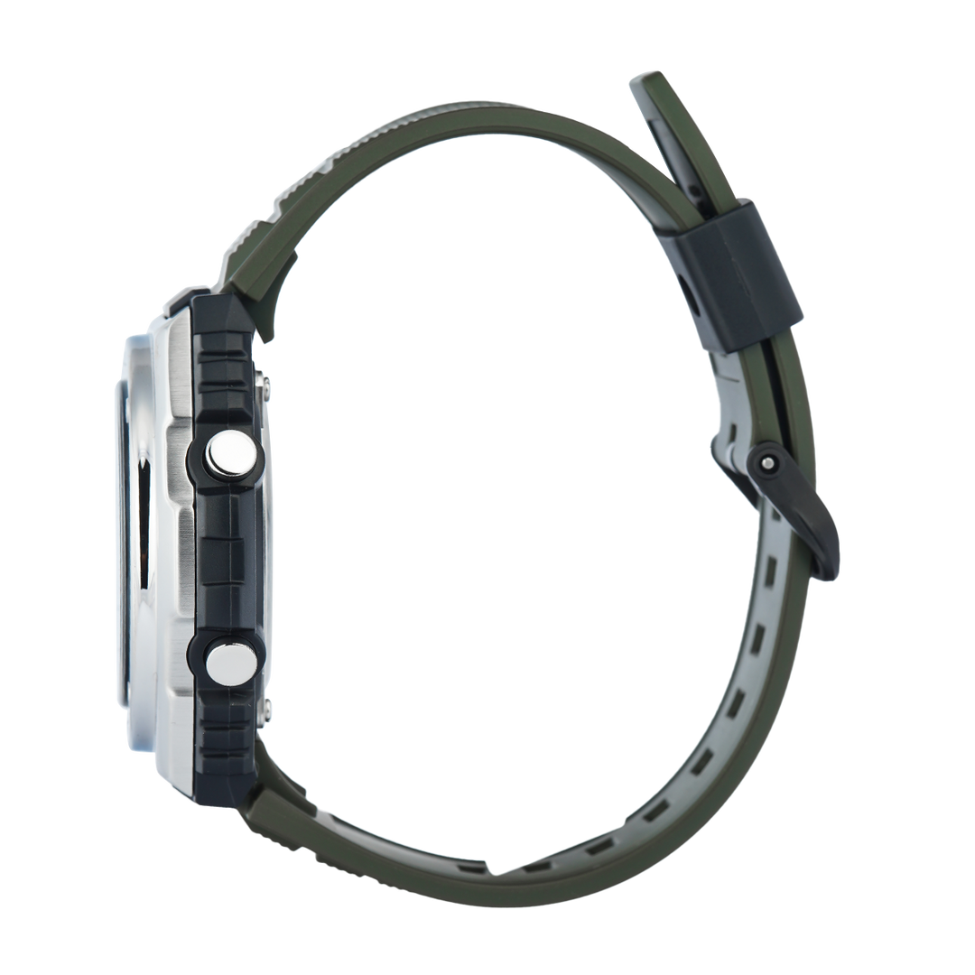 Jam Tangan Casio MWQ-100-3A Men Green Dial Black Resin Band