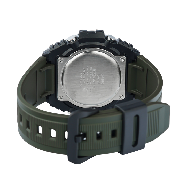 Jam Tangan Casio MWQ-100-3A Men Green Dial Black Resin Band