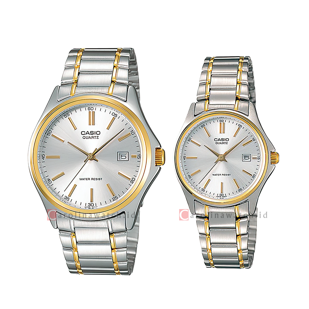 Jam Tangan Couple Casio M/LTP-1183G-7A Silver Dial Dual Tone Stainless Steel Strap